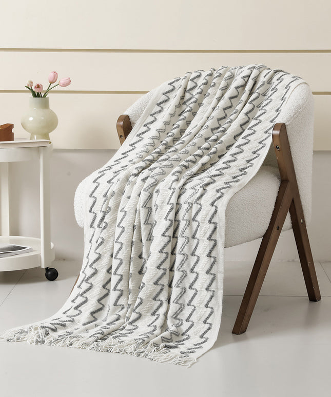 Nordic Tassel Throw Blanket | Soft Striped Sofa Throw