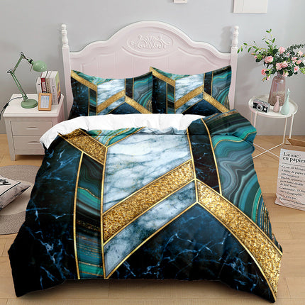 Metallic Gold Marble Quilt Cover Set – 3 Piece Bedding in 4 Colours & 3 Sizes