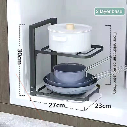 No Drill Pot Rack Kitchen Storage 2/3/4 Tier Organiser