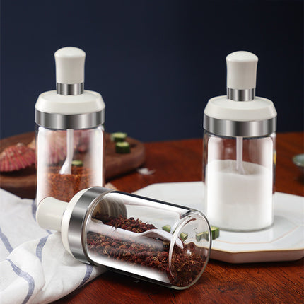 Glass Seasoning Bottles 🧂 – Built-In Spoon, Moisture-Proof, 2-Pack