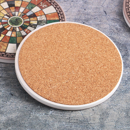 Boho Ceramic Coasters with Cork Base | Heat Resistant Drink Mats