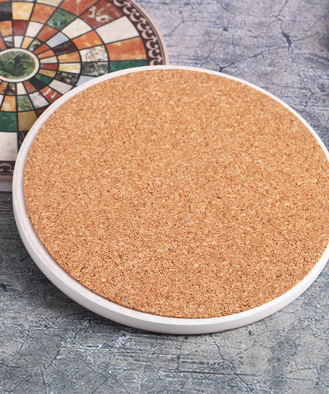 Boho Ceramic Coasters with Cork Base | Heat Resistant Drink Mats