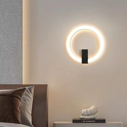 Modern Ring Wall Lamp – Black & Gold LED Minimalist Lighting | Ikeame