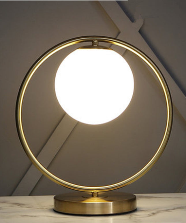Planet-Inspired Loop & Pendant Table Lamp – Antique Bronze or Black | 30×32cm