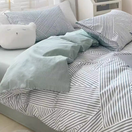 4-Piece Bedding Set – Flat or Fitted Sheets in 3 Designs (Single/Double) | Ikeame