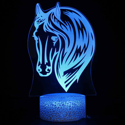Horse Head 3D LED Table Lamp – 16 Colours, Touch & Remote Control