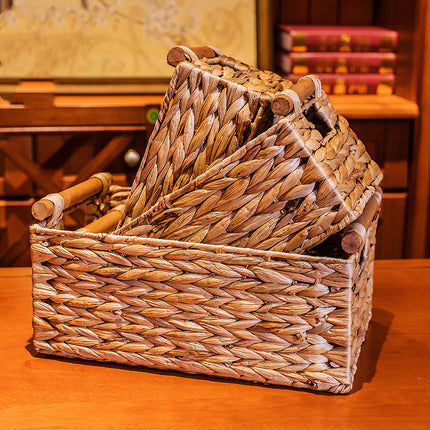 Rattan Storage Basket Rustic Woven Organiser S M L