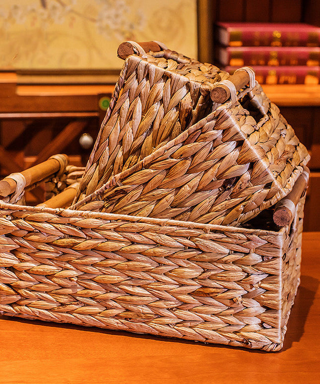 Rattan Storage Basket Rustic Woven Organiser S M L