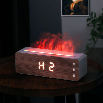 Flame Humidifier with Clock – Aromatherapy Bedroom Atmosphere Lamp | Ikeame