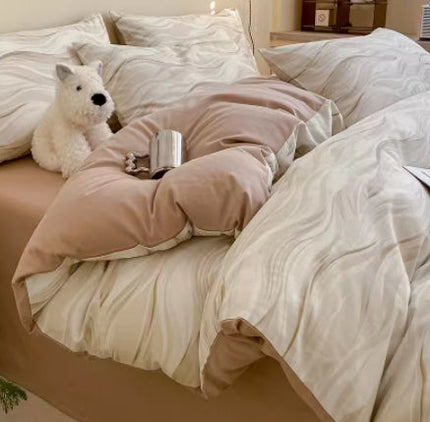 4-Piece Bedding Set – Flat or Fitted Sheets in 3 Designs (Single/Double) | Ikeame