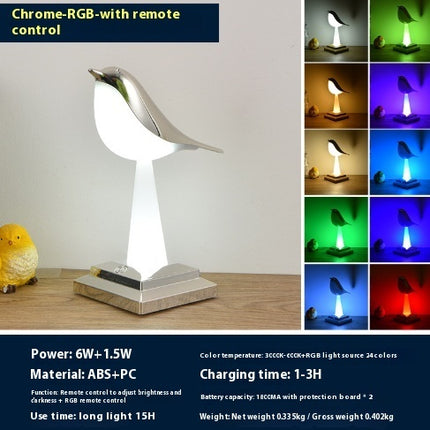 Bird-Shaped Touch Table Lamp – Rechargeable LED with Remote Control & Multi-Colour Options