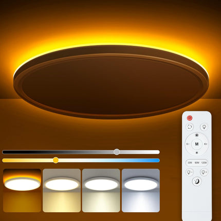 Modern Ceiling Light with Remote Control – 24W Round LED (29cm, White or Black Frame, 4 Styles)