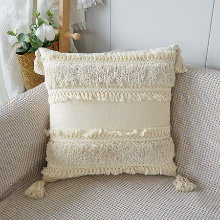 Boho Tufted Tassel Cushion Cover | Cream Decorative Pillowcase