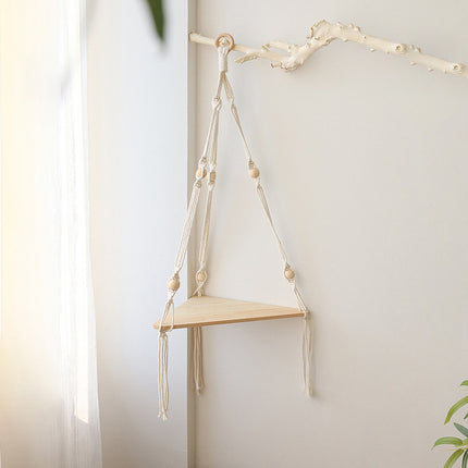 Macrame Hanging Shelf Boho Wall Decor Wooden Shelf