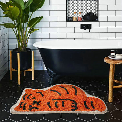 Tired Tiger Absorbent Non-Slip Bathroom Floor Mat (45 × 90 cm)