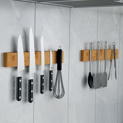 Wall-Mounted Magnetic Knife & Utensil Holder – Bamboo