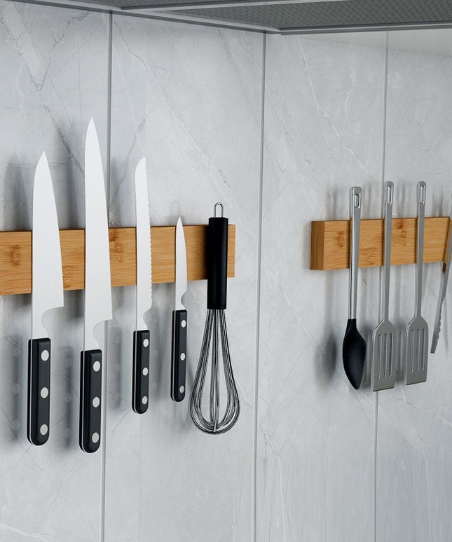 Wall-Mounted Magnetic Knife & Utensil Holder – Bamboo