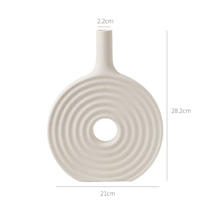 Nordic Circular Ceramic Vase | Modern Sculptural Home Décor