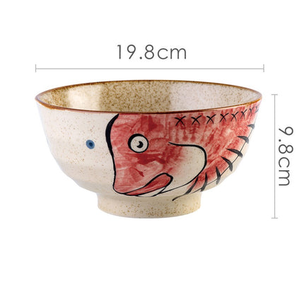 Japanese Underglaze Hand-painted Ceramic Ramen Bowl