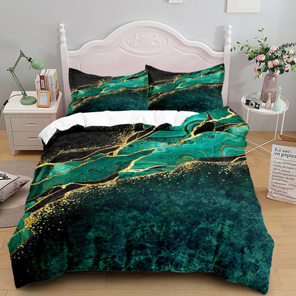 Metallic Gold Marble Quilt Cover Set – 3 Piece Bedding in 4 Colours & 3 Sizes