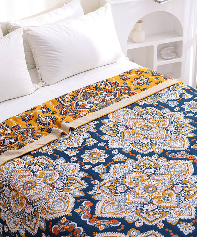 Cotton Gauze Quilt – Mandala Plant & Flower 3-Piece Bedding | Ikeame