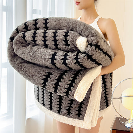 Coral Fleece Blanket | Bold Stripe Cosy Throw
