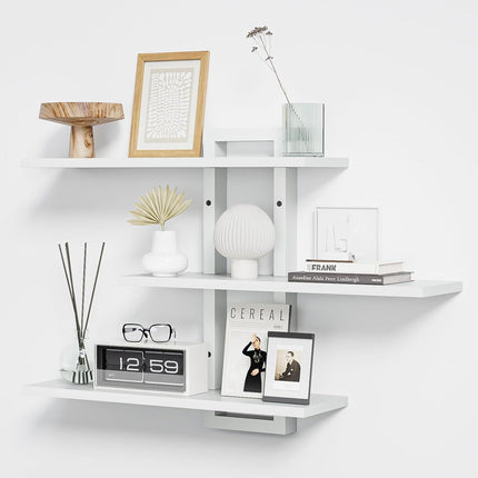 3 Tier Wooden Wall Shelf Floating Storage Organiser