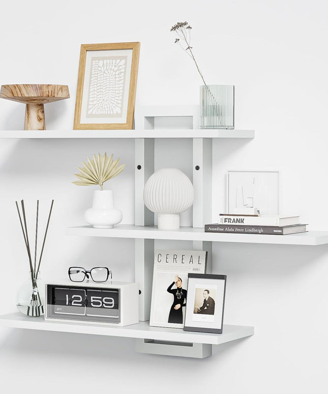 3 Tier Wooden Wall Shelf Floating Storage Organiser