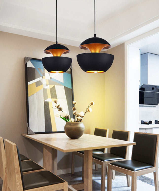 Nordic Minimalist Ceiling Light – Black & Gold or White & Gold | Ikeame