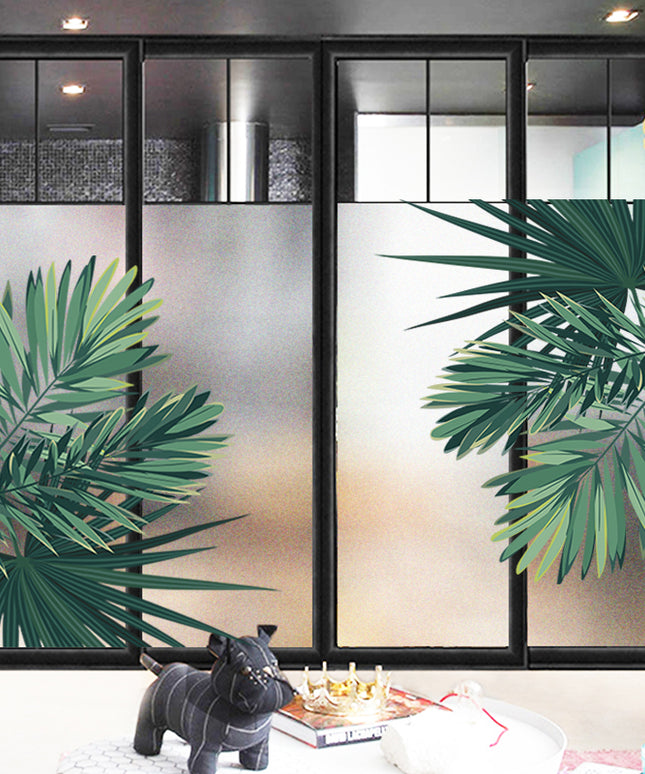 Frosted Window Privacy Film | Leafy Electrostatic Glass Covering