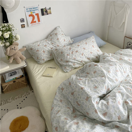 Retro Cottagecore Floral Cotton Bedding Set – 4 Designs | Ikeame