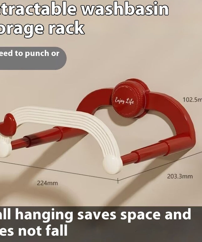 Cream Retractable Household Bathroom Punch-free Storage Rack