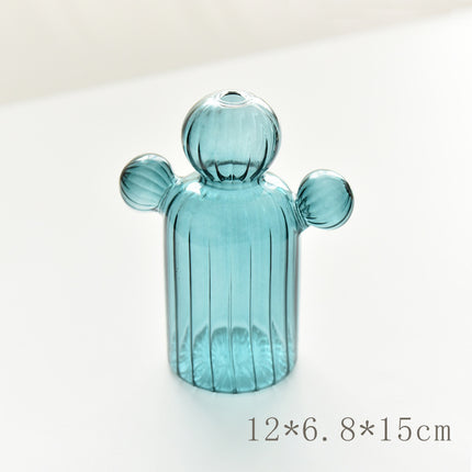 Glass Cactus Vase – Playful Décor in Elegant Blue & Green