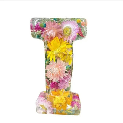 Letter Flower Transparent Flowers Resin Night Light Ornaments