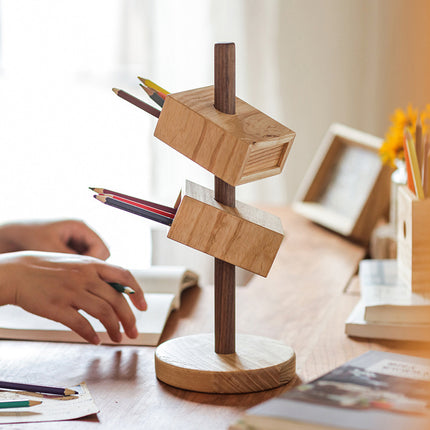 ✨ Solid Wood Inclined Pen Holder – Crafted Simplicity, Elevated Design