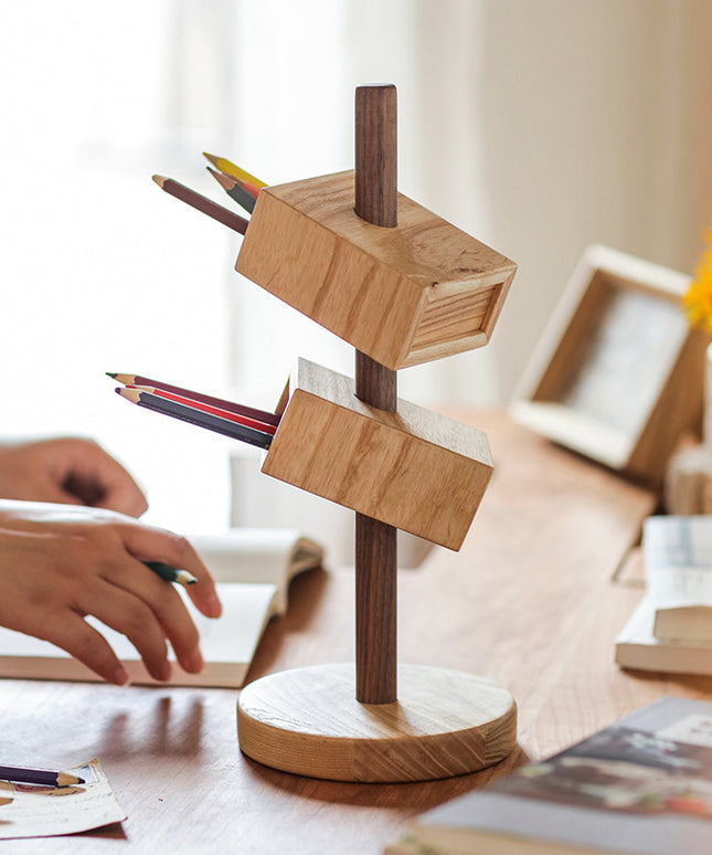 ✨ Solid Wood Inclined Pen Holder – Crafted Simplicity, Elevated Design