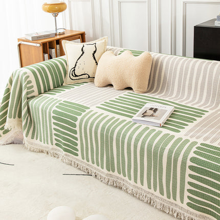 Striped Sofa Throw & Cover – Multiple Sizes in Green, Brown or Monochrome Tones 🛋️✨