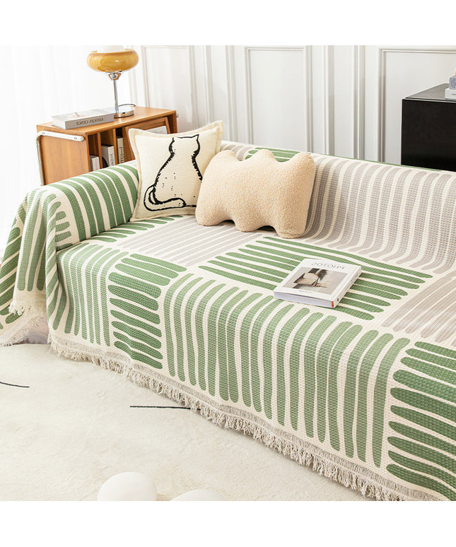 Striped Sofa Throw & Cover – Multiple Sizes in Green, Brown or Monochrome Tones 🛋️✨