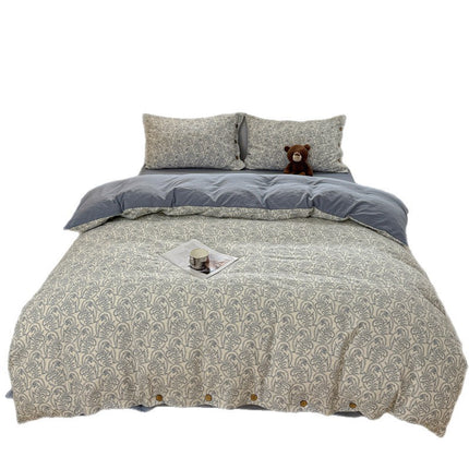 Cotton Linen Bedding Set | Floral Autumn Winter Duvet Cover