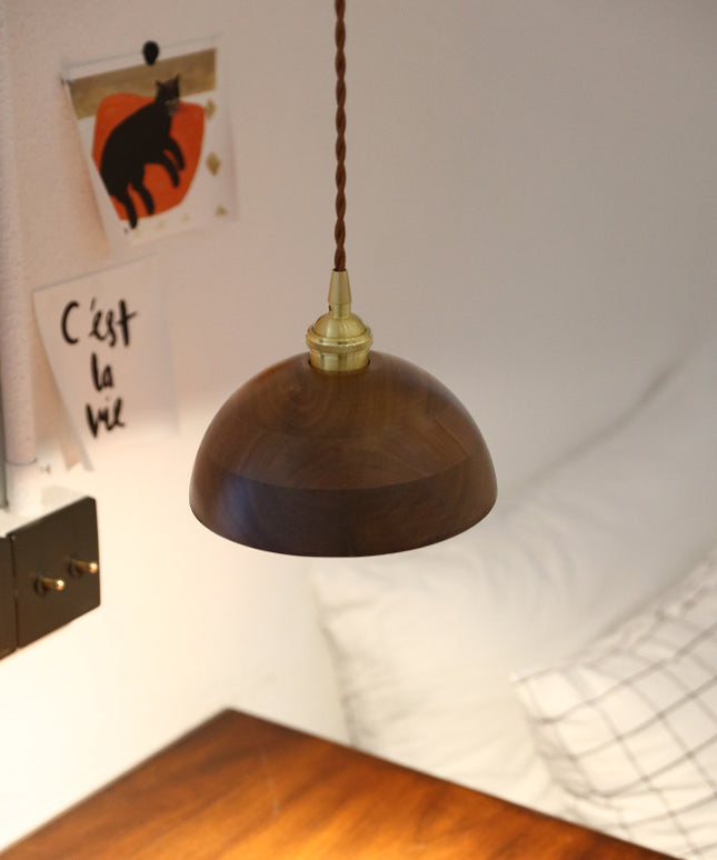 Black Walnut Single-head Droplight Leisure Window Model Room Bed Breakfast Chandelier