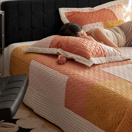 Crystal Velvet Bedspread | Colour Block Luxury Coverlet