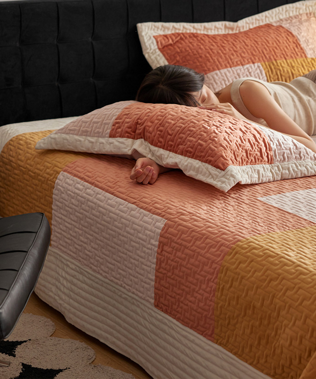 Crystal Velvet Bedspread | Colour Block Luxury Coverlet