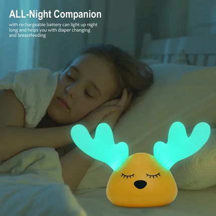 Deer Antlers LED Night Light – Rechargeable Silicone | Colour-Changing