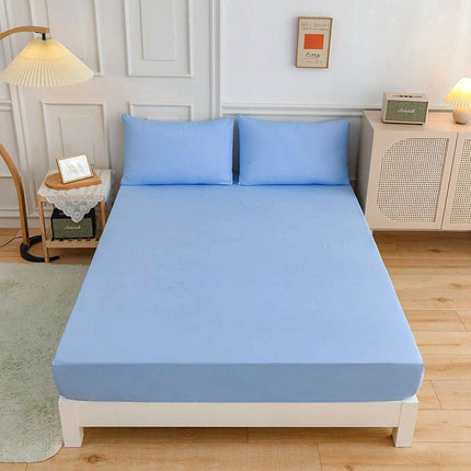 Double Cotton Bed Sheet Set – Fitted Sheet, 2 Pillowcases, 7 Colours
