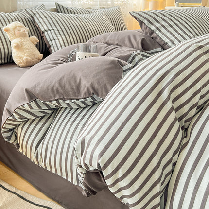 Cotton Bedding Set | Striped & Check Duvet Cover