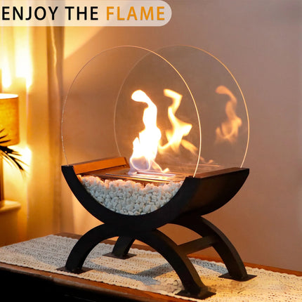 Modern Desktop Fireplace – Black Arch Semi-Circle | Ikeame