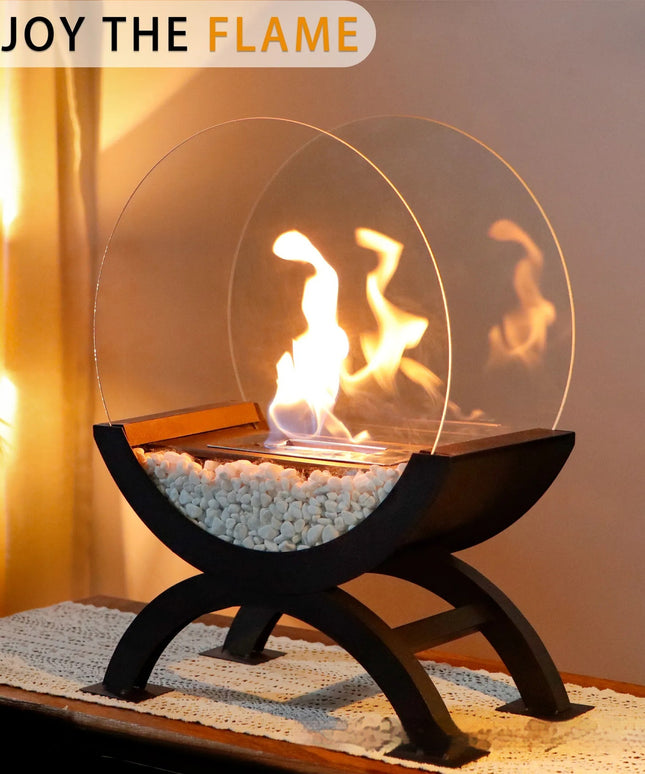 Modern Desktop Fireplace – Black Arch Semi-Circle | Ikeame