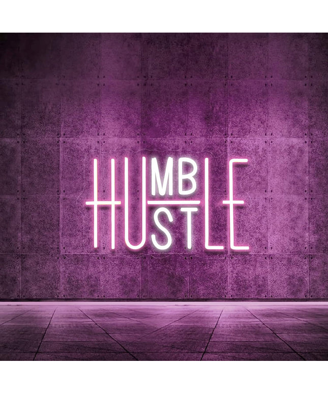 Motivational Neon Sign | Hustle & Don’t Quit LED Light