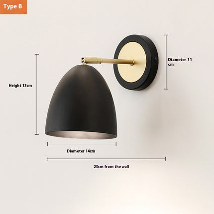Nordic Style Black & Gold Wall Light – 4 Shade Designs | LED Iron Lamp