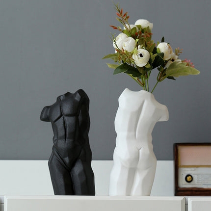 Abstract Male Body Vase – Minimalist Ceramic Torso Sculpture